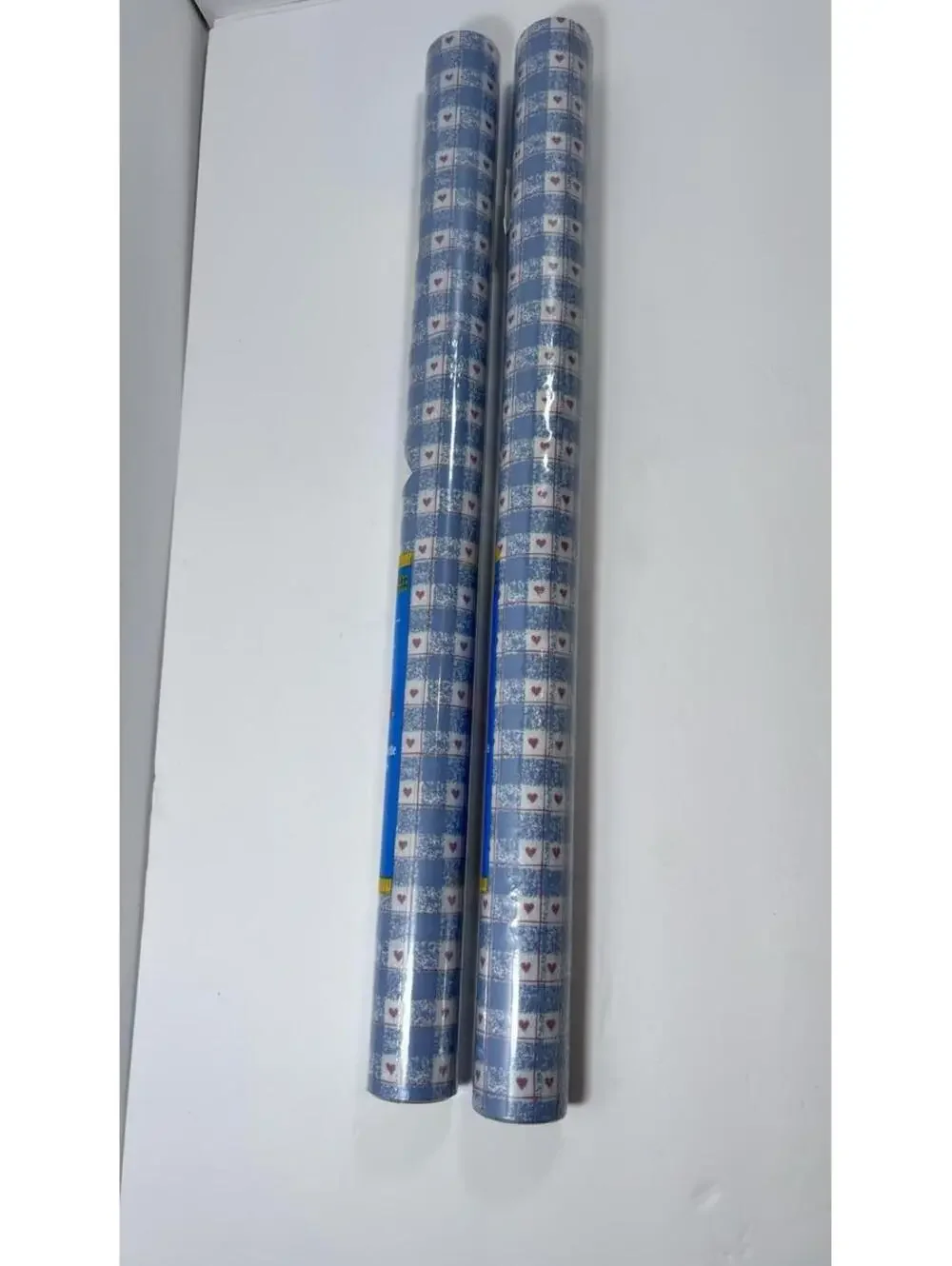 Set Of 2 Vintage Rubbermaid Shelf Drawer Liner Blue Plaid Hearts 8.3 Sq Ft New